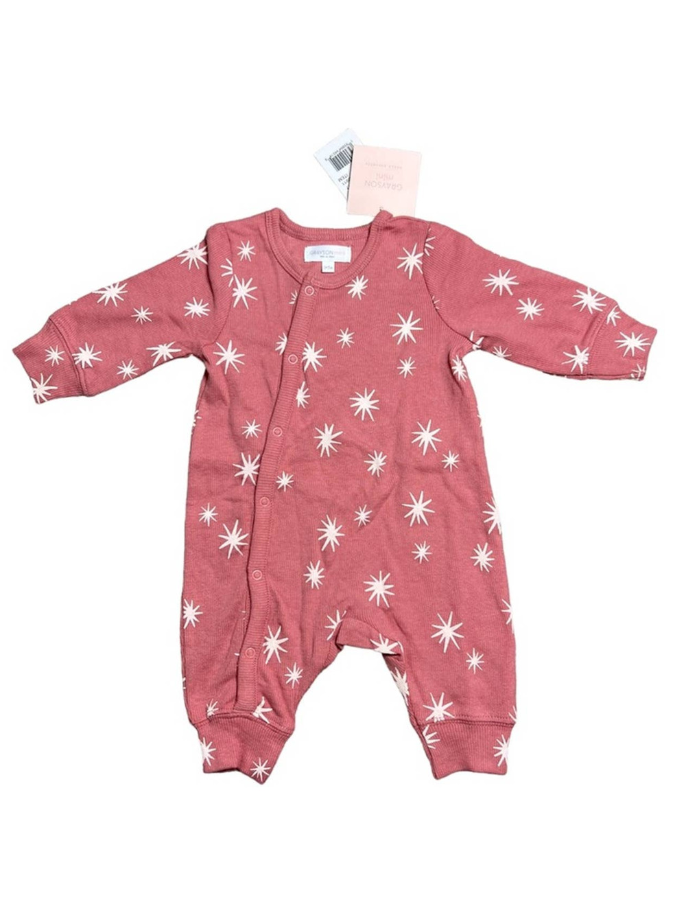 Grayson Mini bodysuit baby size 0-3m Pink & White Button Down bodysuit NWT